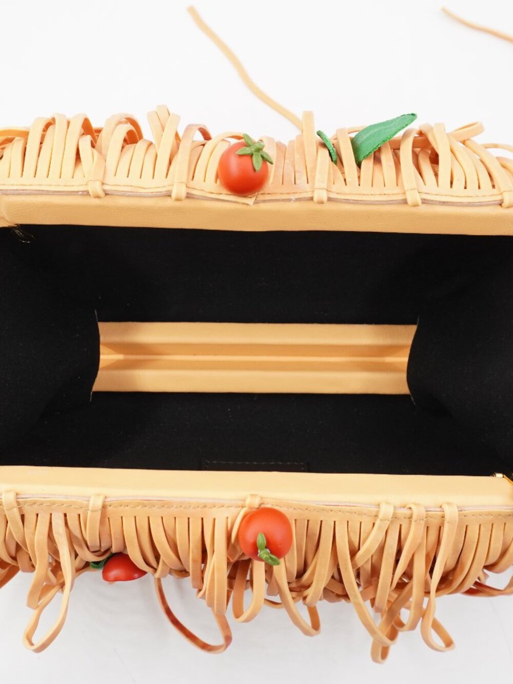 Moschino Spaghetti Clutch Shoulder Bag In Beige With Tomato And Basil Details - Picture 8 of 13